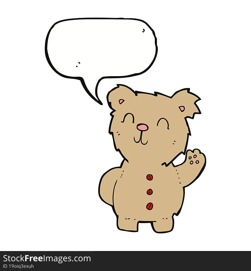 cartoon teddy bear with speech bubble