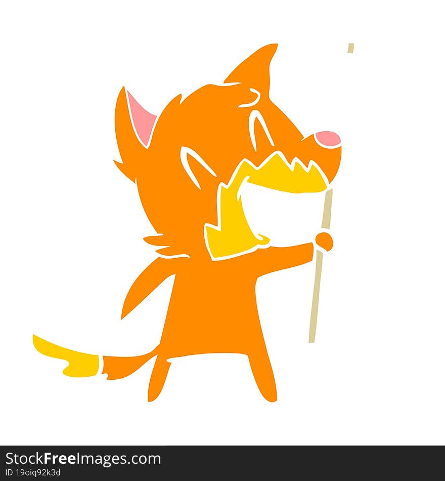 laughing fox flat color style cartoon