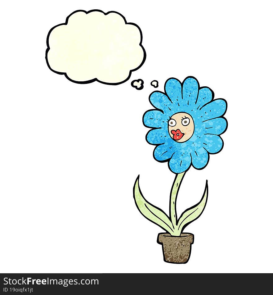 cartoon flower with thought bubble