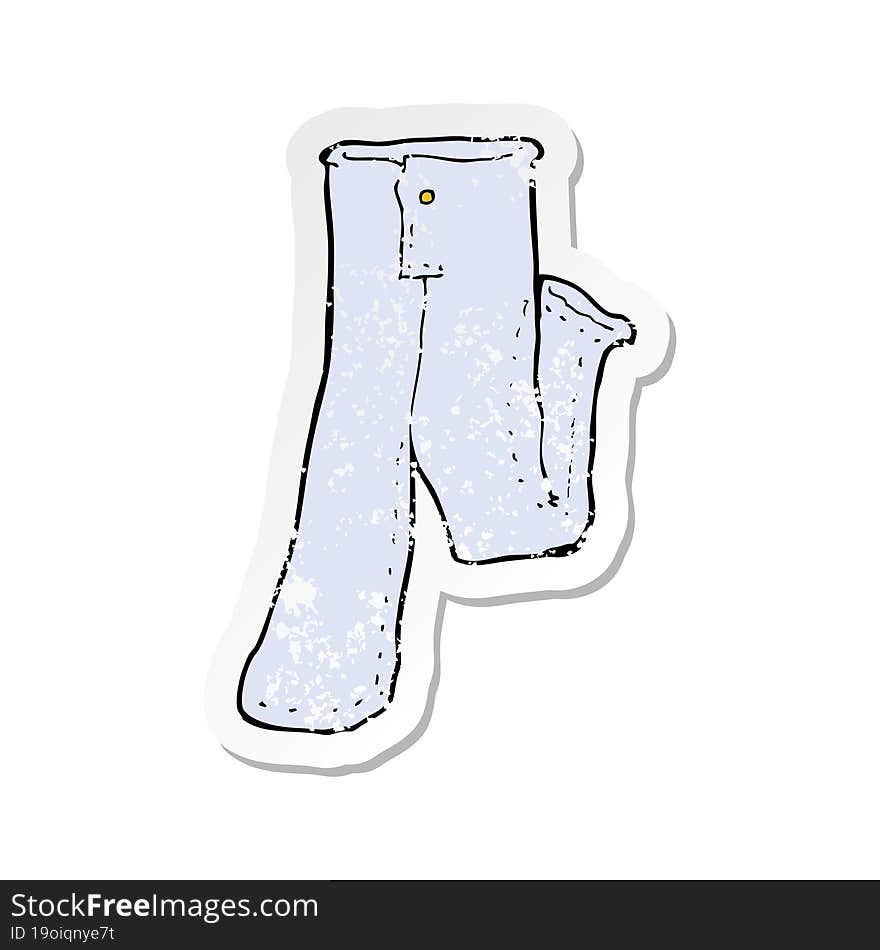 retro distressed sticker of a cartoon pair of jeans