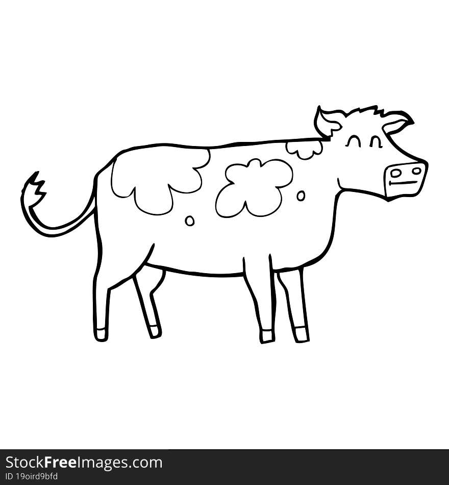 black and white cartoon cow