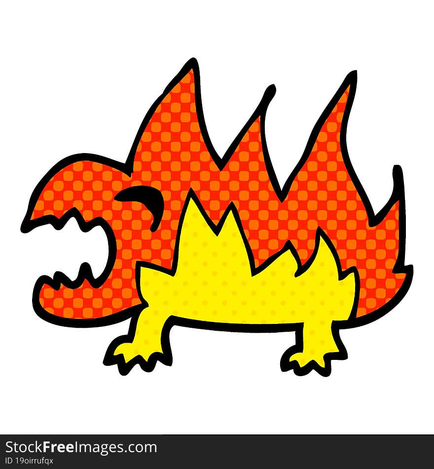 cartoon doodle fire demon