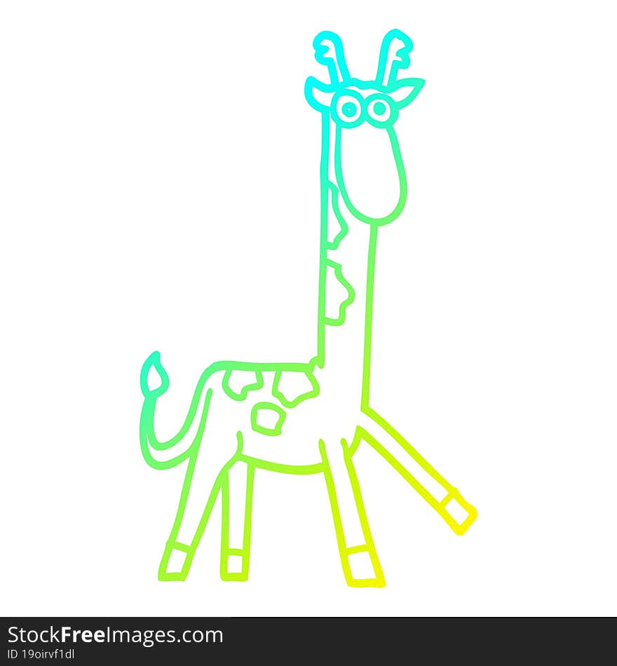 cold gradient line drawing of a cartoon funny giraffe