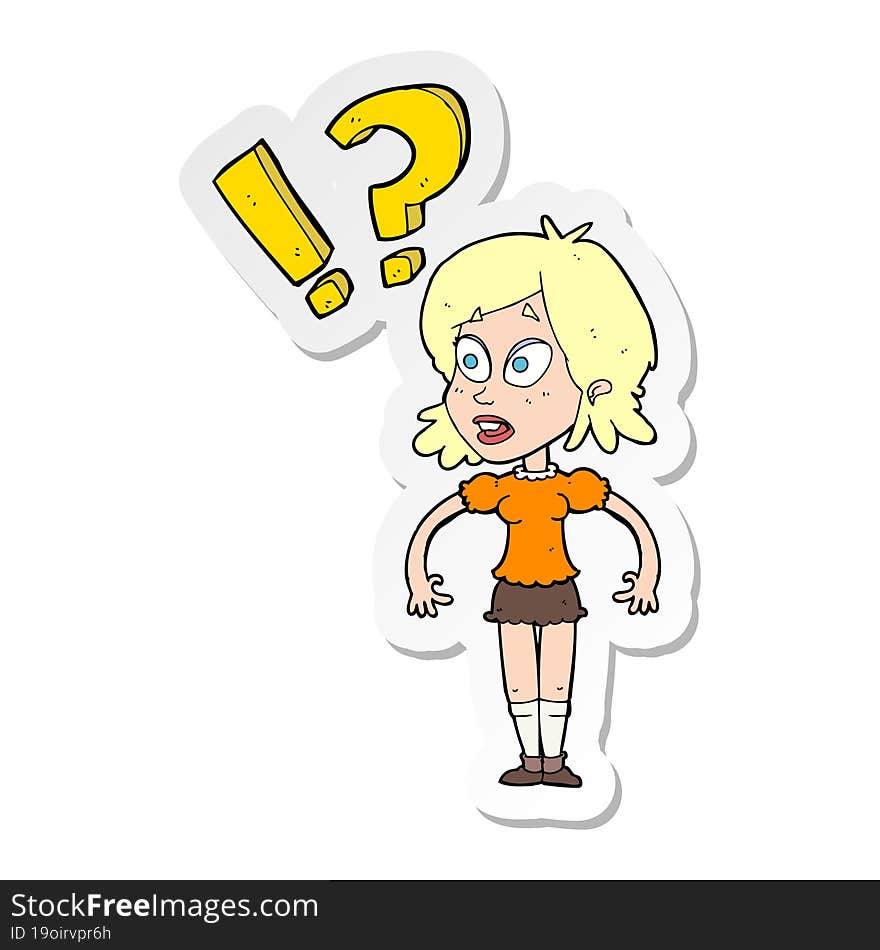 sticker of a cartoon shocked woman