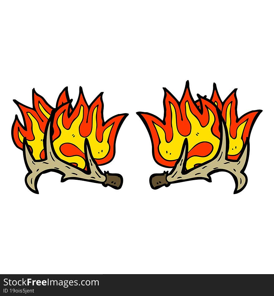 cartoon flaming antlers