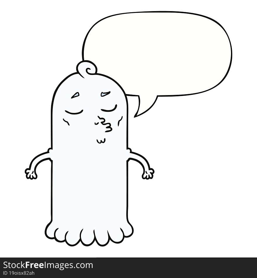 cartoon ghost with speech bubble. cartoon ghost with speech bubble