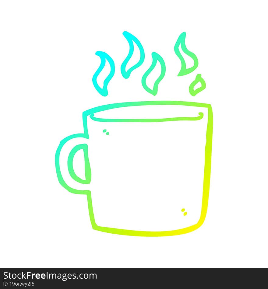 cold gradient line drawing cartoon hot cup of coffee