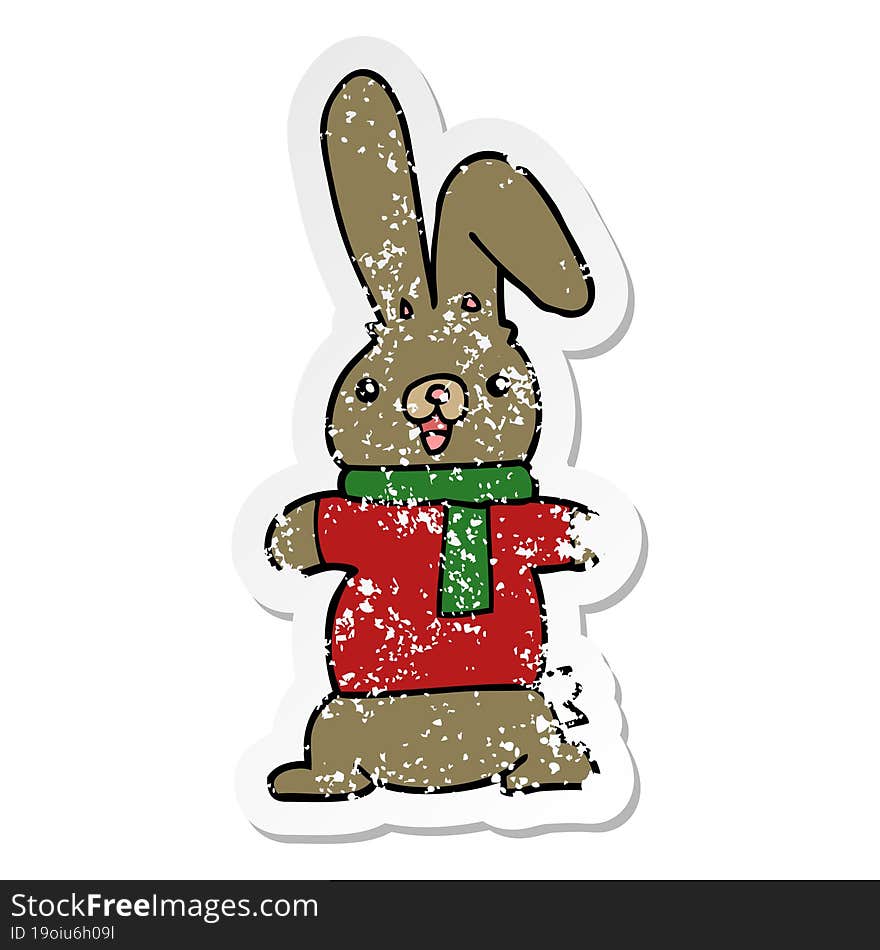 Distressed Sticker Of A Cartoon Rabbit