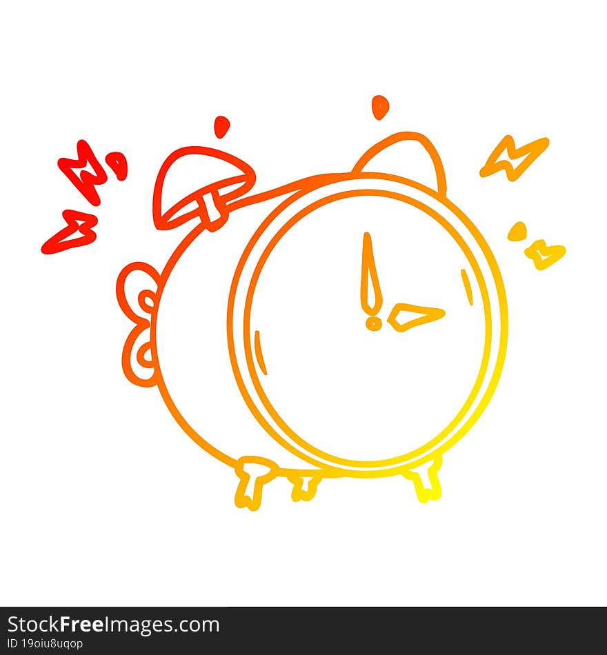 warm gradient line drawing cartoon ringing alarm clock