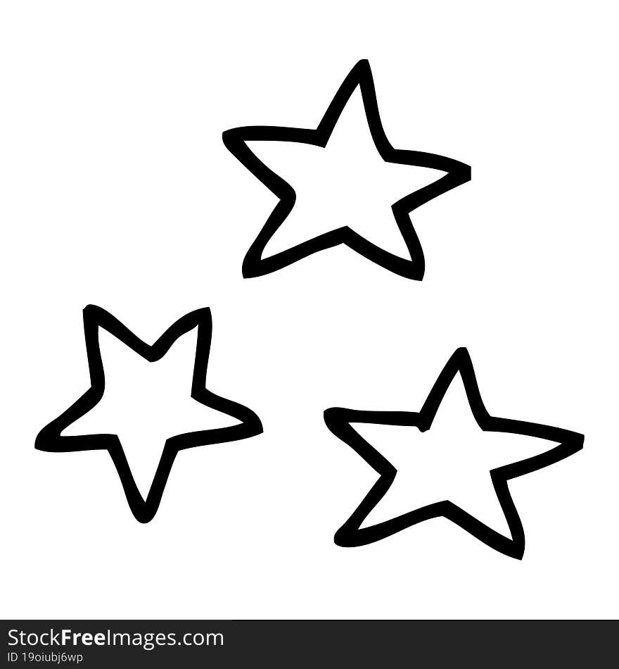 Black And White Cartoon Of Three Stars