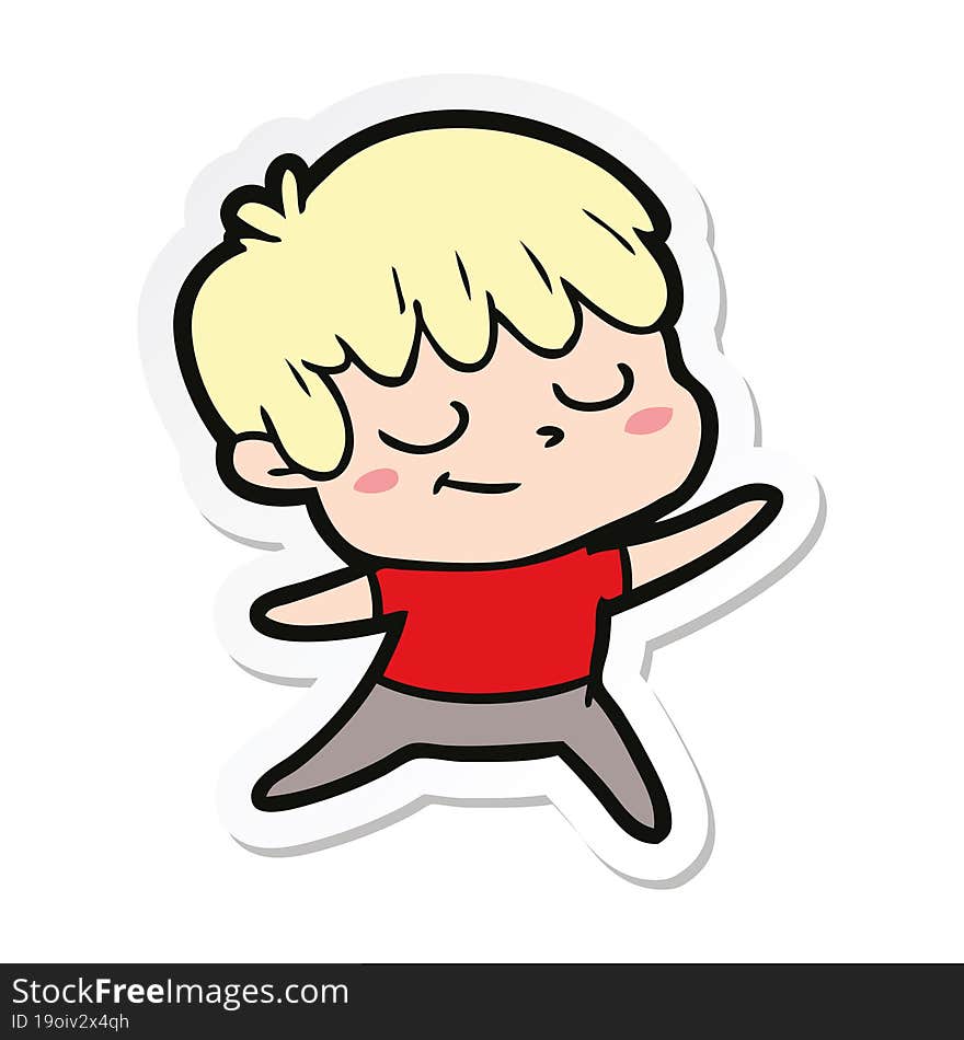 sticker of a cartoon happy boy