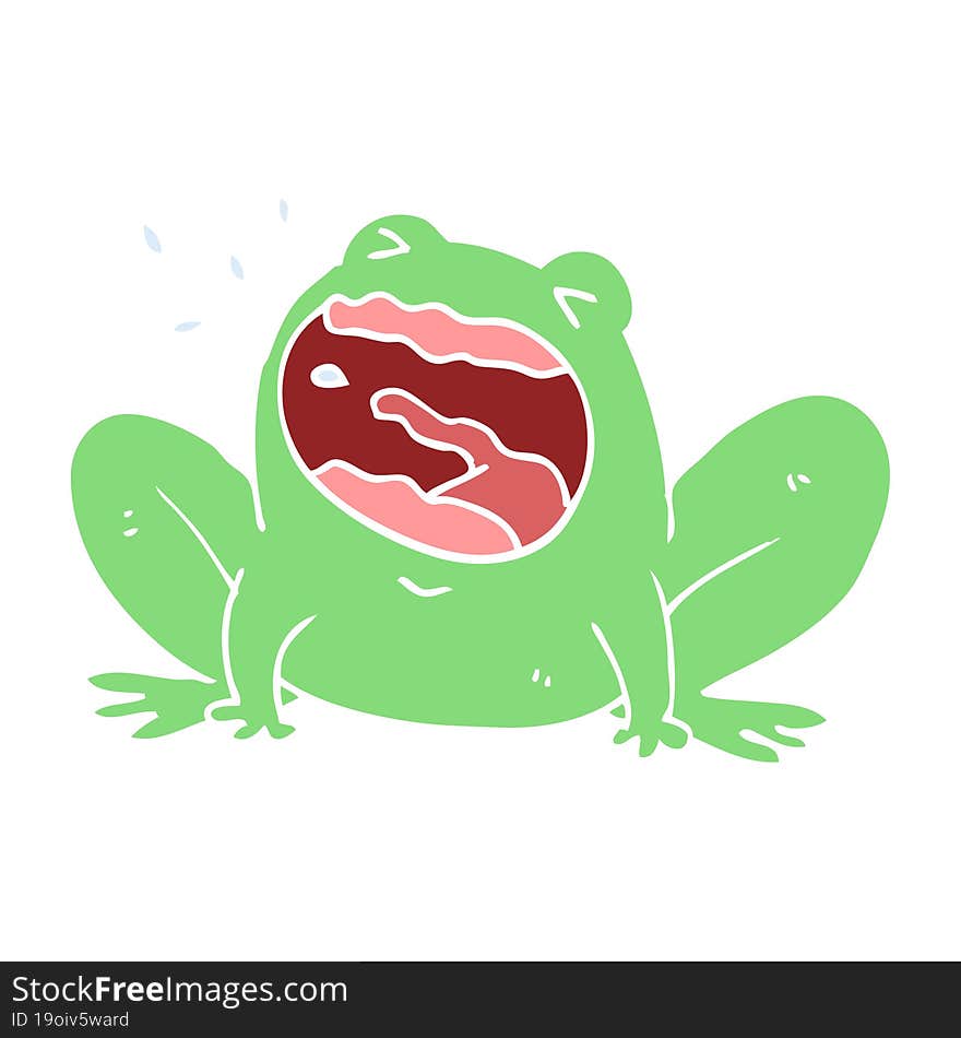 flat color style cartoon frog shouting