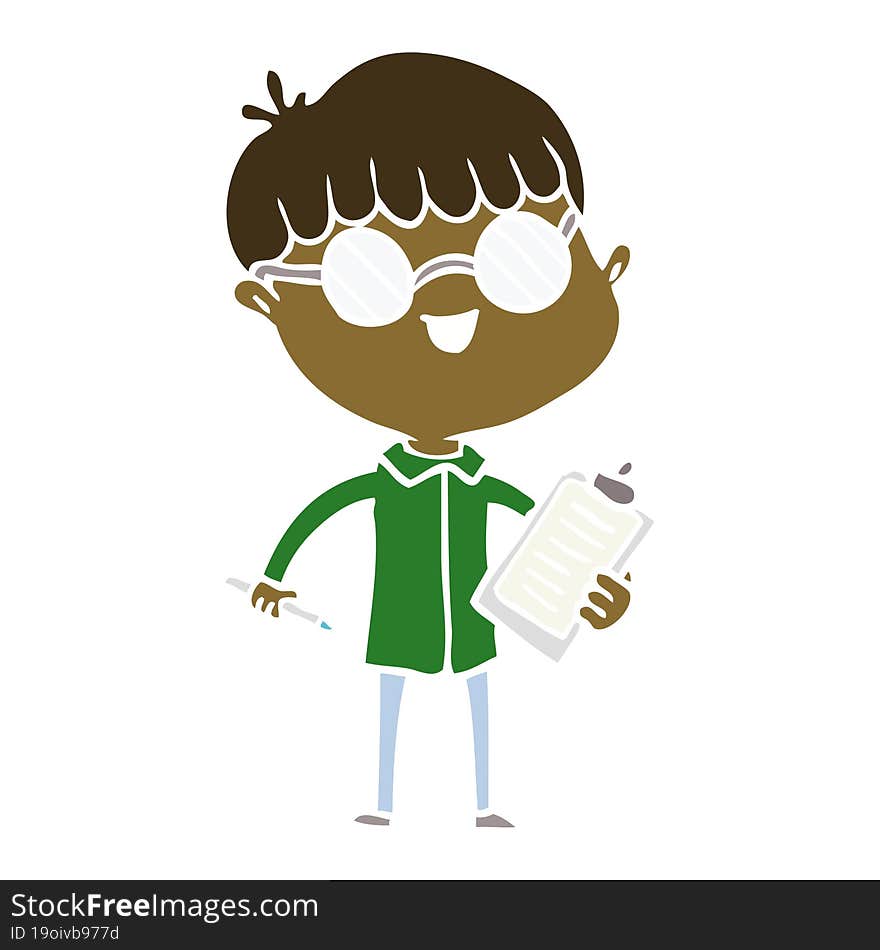 flat color style cartoon boy wearing spectacles