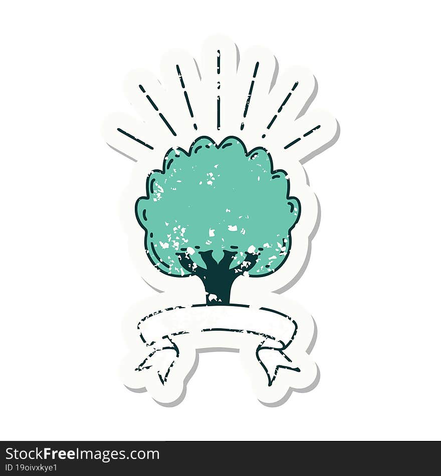 Grunge Sticker Of Tattoo Style Tree