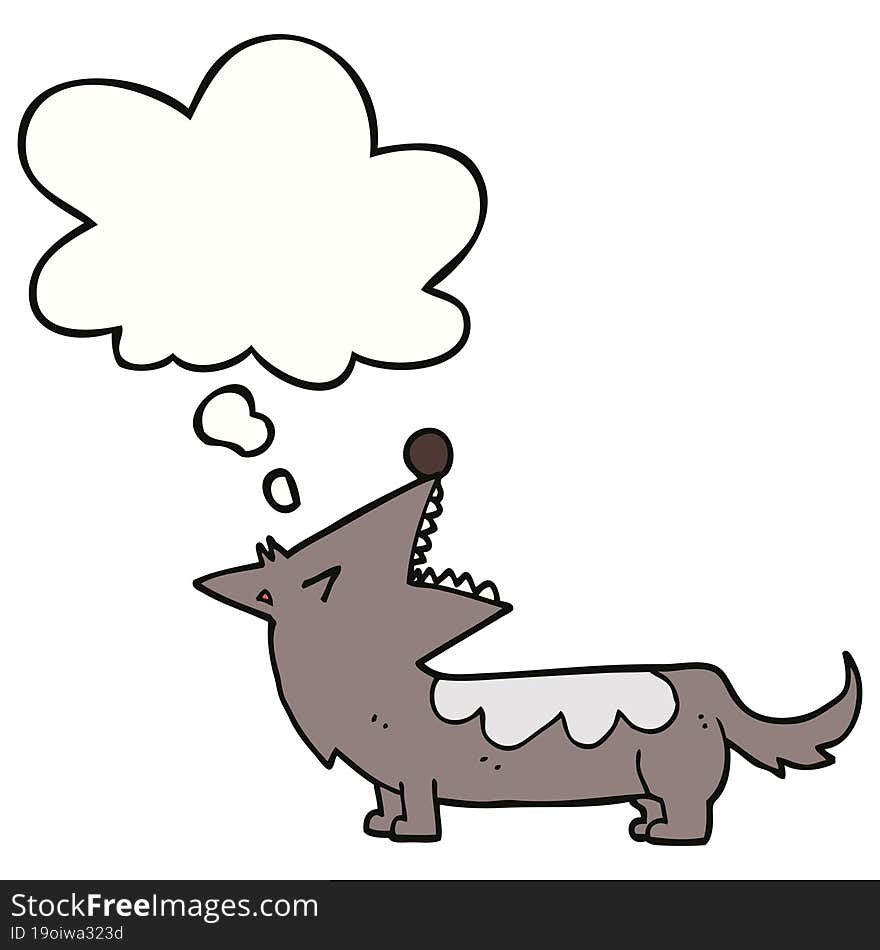 cartoon dog with thought bubble. cartoon dog with thought bubble