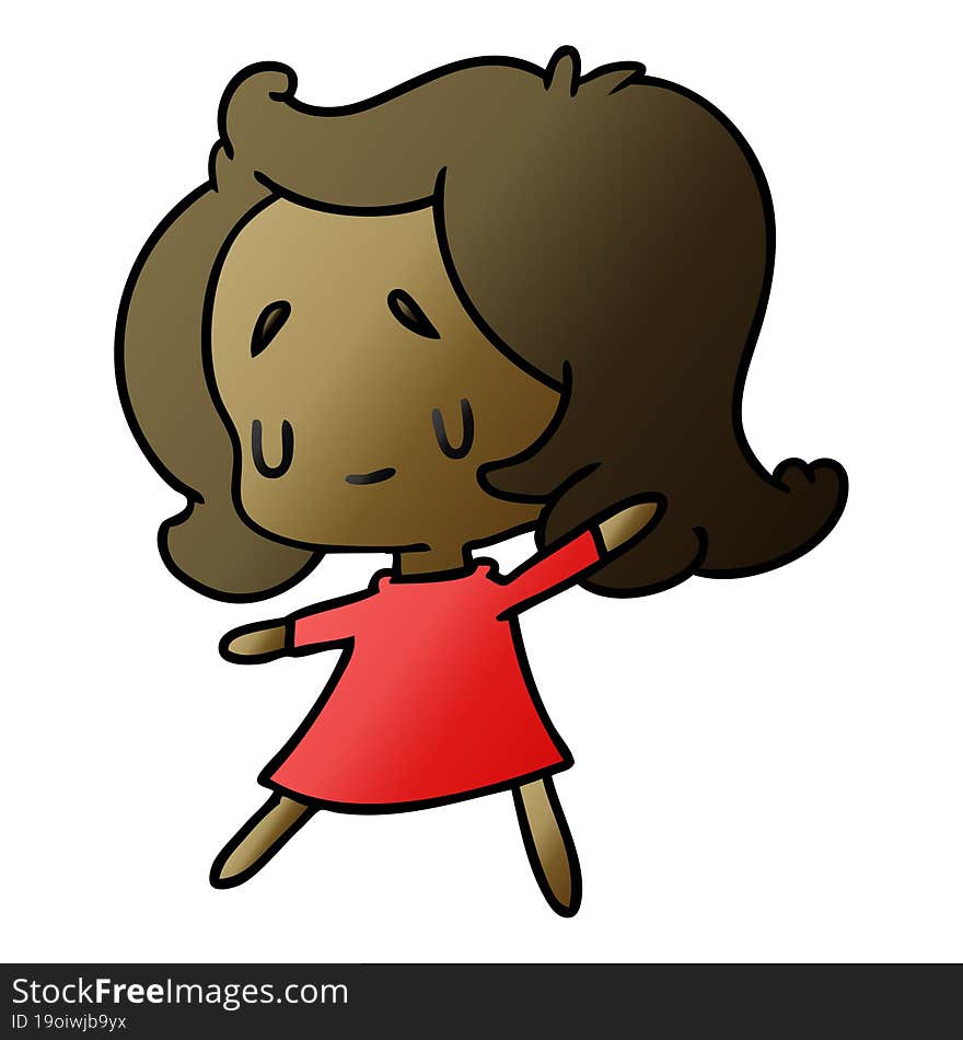 gradient cartoon illustration of a cute kawaii girl. gradient cartoon illustration of a cute kawaii girl