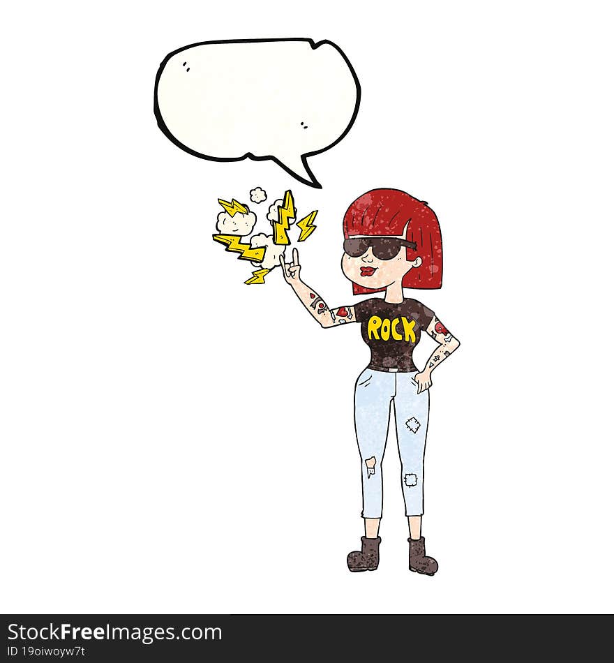 Speech Bubble Textured Cartoon Rock Woman