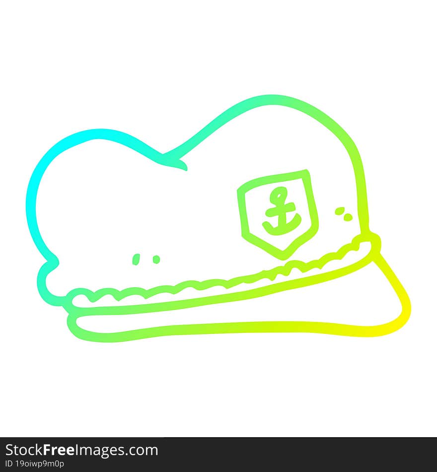 Cold Gradient Line Drawing Cartoon Sailor Hat