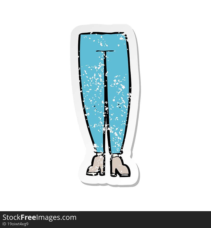 Retro Distressed Sticker Of A Cartoon Female Legs