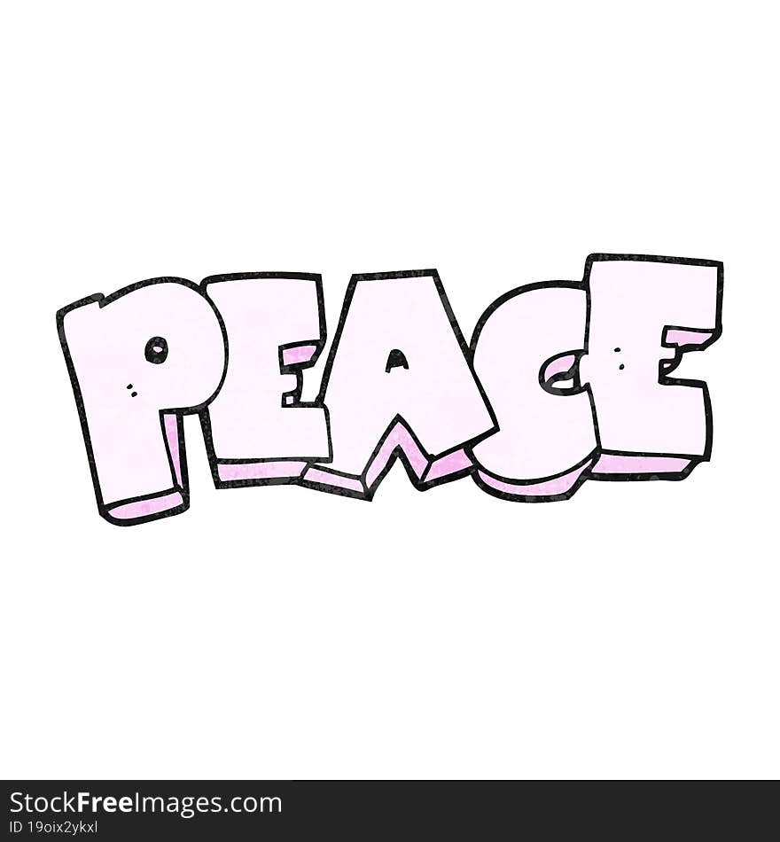 textured cartoon word peace