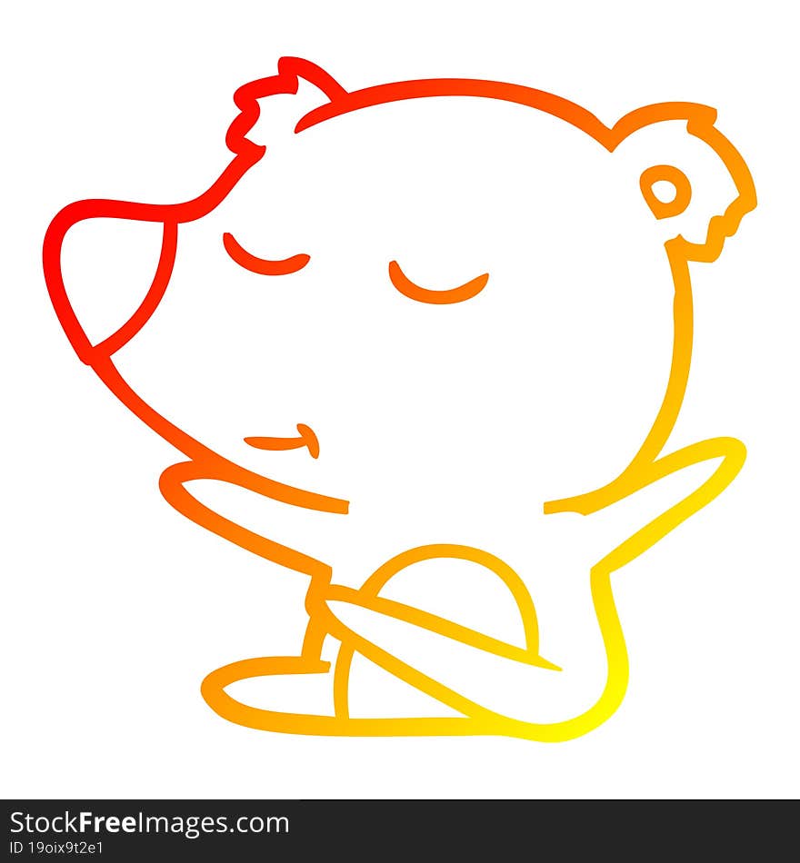 Warm Gradient Line Drawing Happy Cartoon Bear