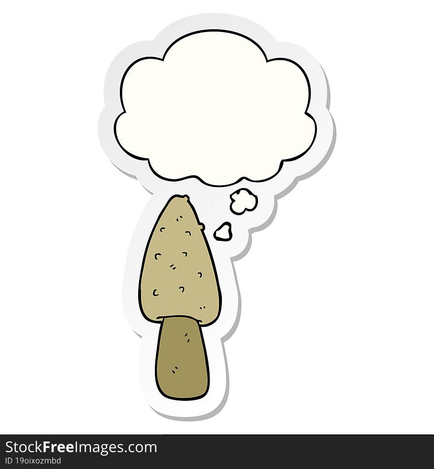 cartoon mushroom with thought bubble as a printed sticker