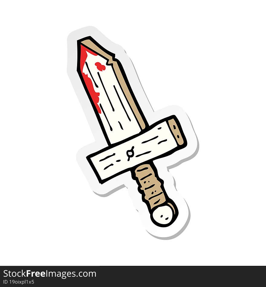 sticker of a cartoon wooden sword