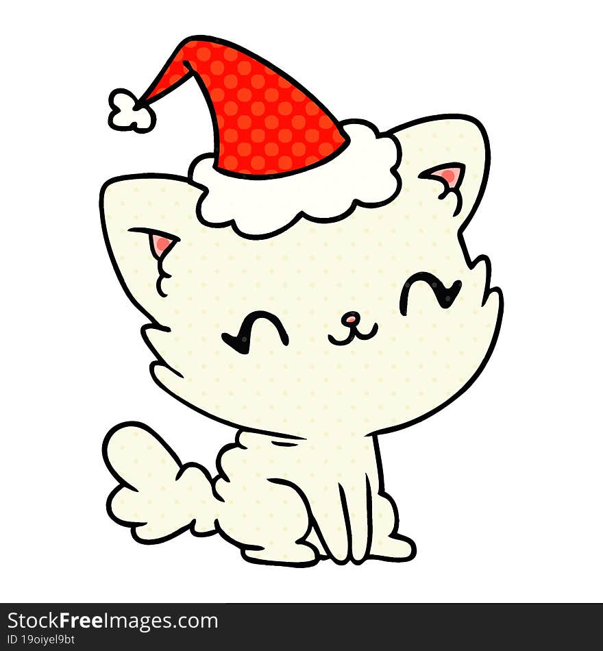 hand drawn christmas cartoon of kawaii cat