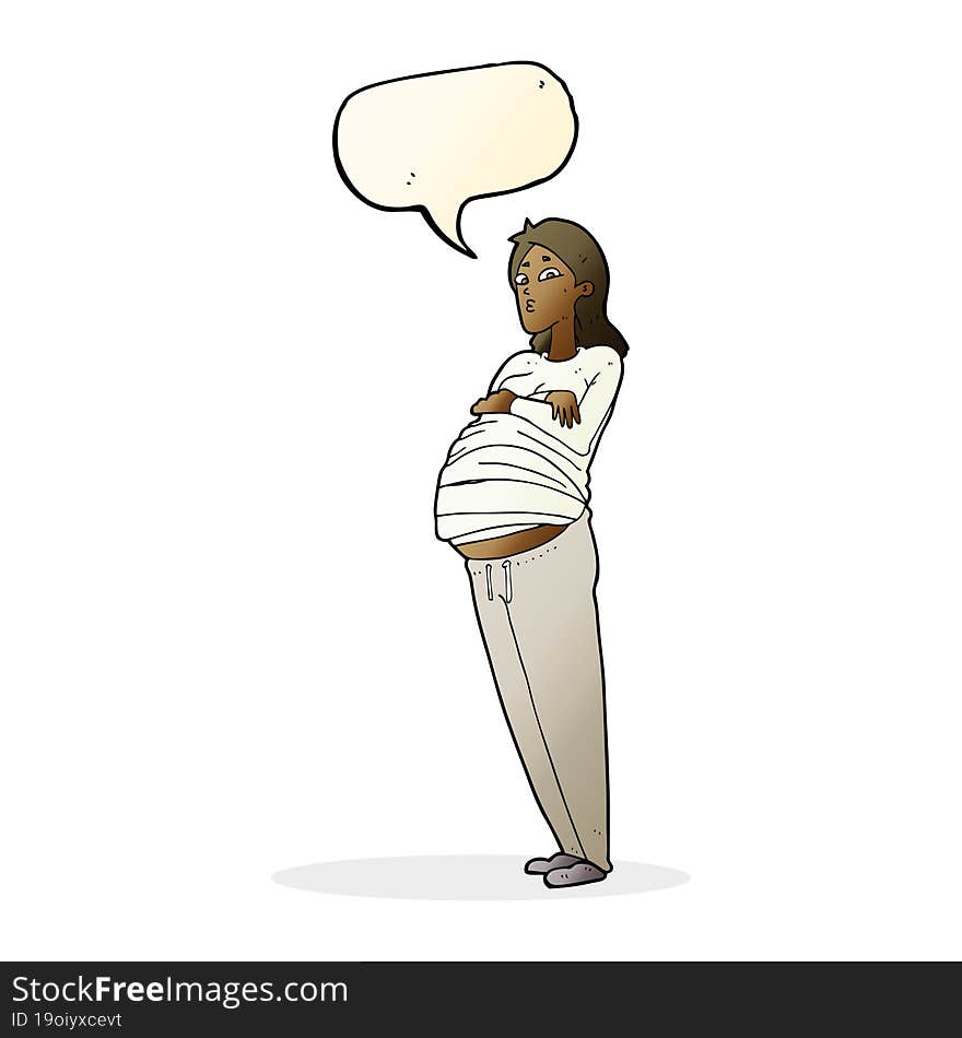 cartoon pregnant woman with speech bubble