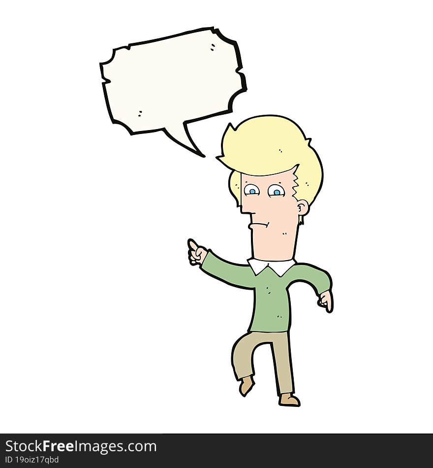 Cartoon Man Pointing With Speech Bubble