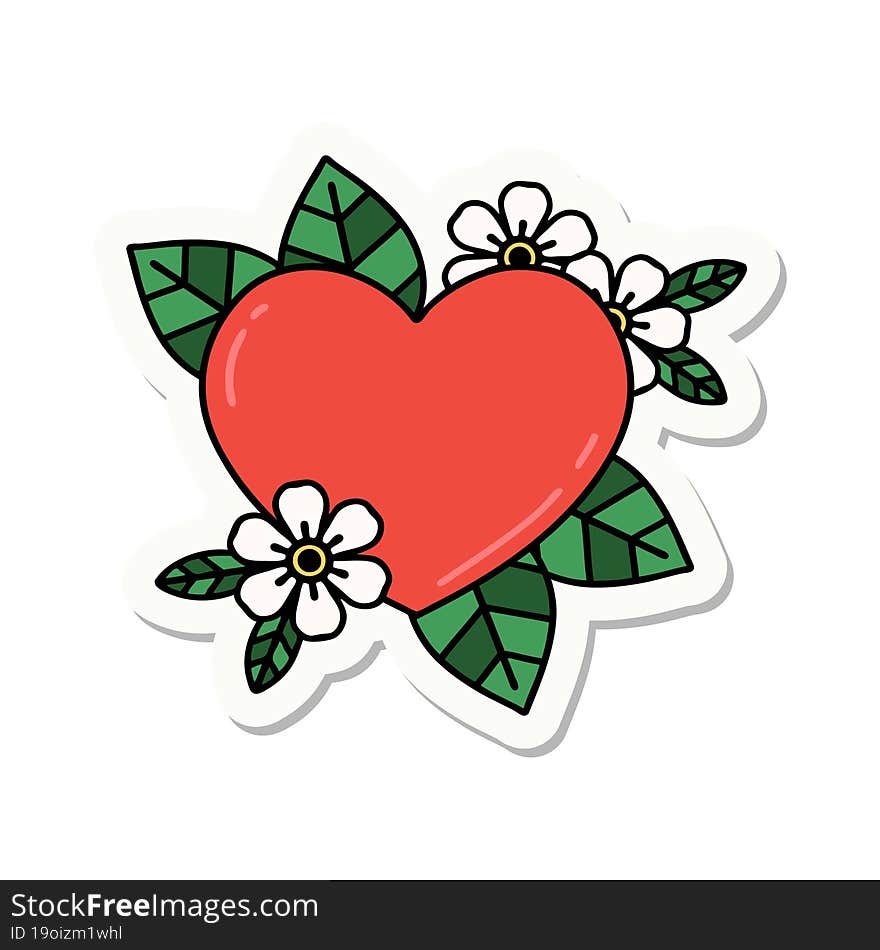 tattoo style sticker of a botanical heart