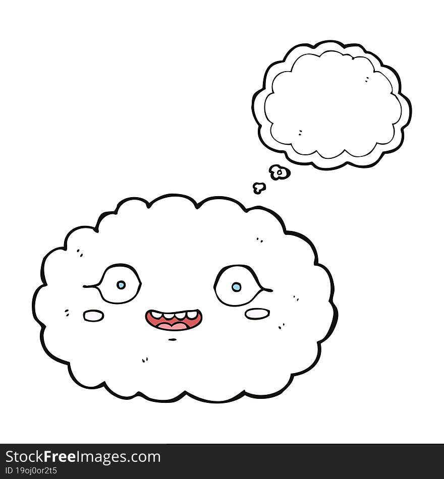 Happy Cartoon Cloud With Thought Bubble