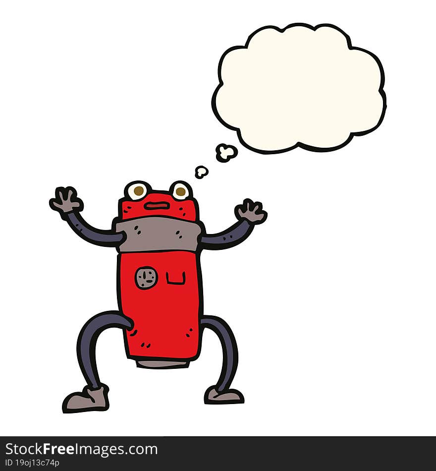 cartoon robot with thought bubble