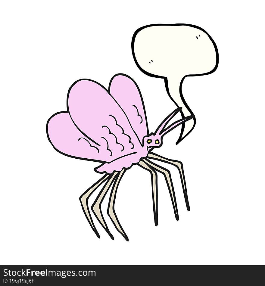 freehand drawn speech bubble cartoon butterfly