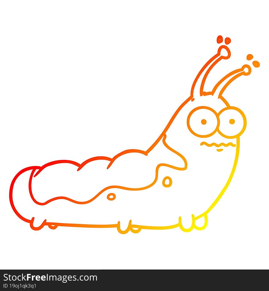 Warm Gradient Line Drawing Funny Cartoon Caterpillar