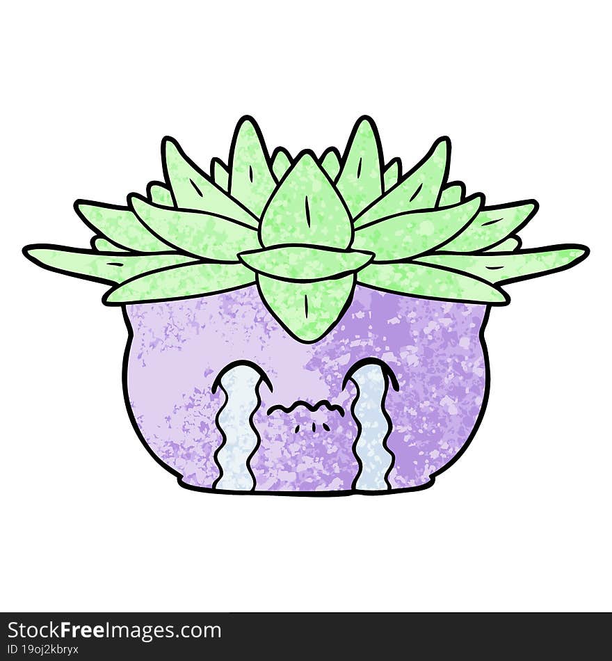 cartoon crying house plant. cartoon crying house plant