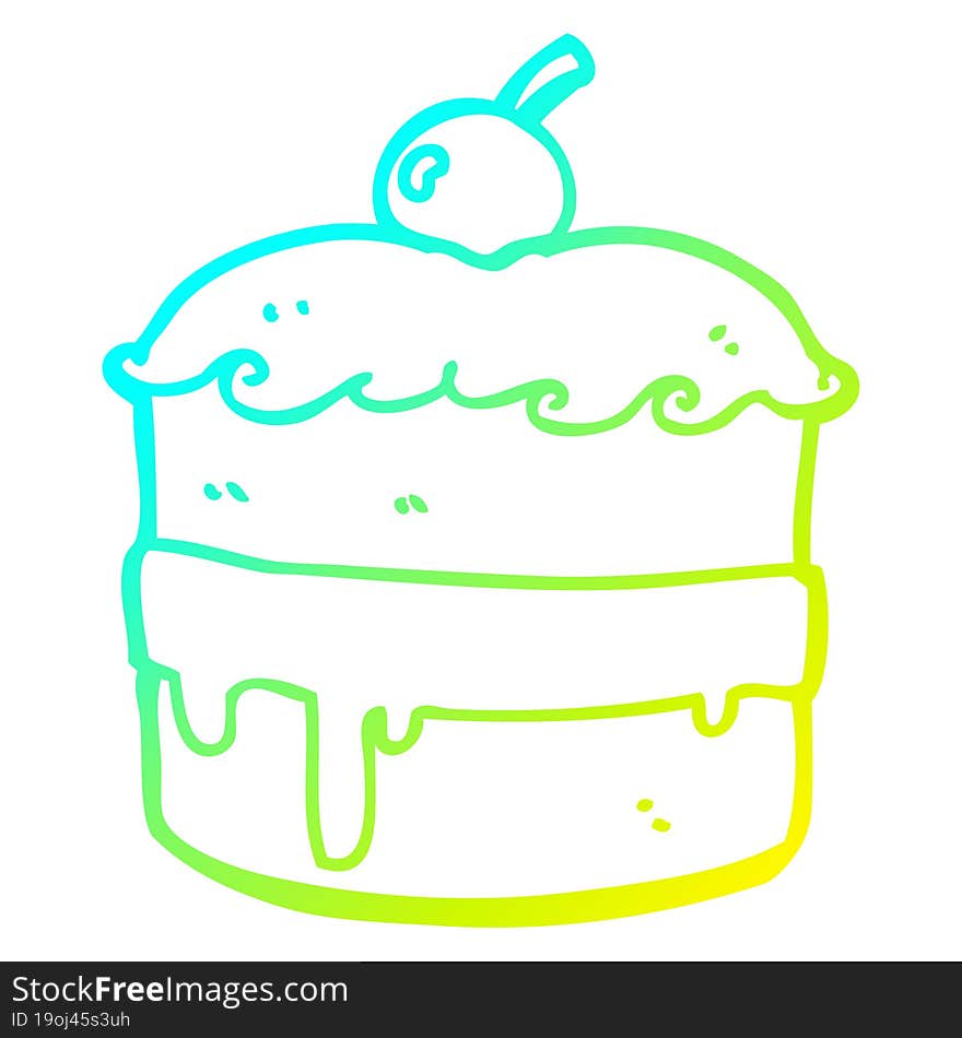 cold gradient line drawing cartoon cake