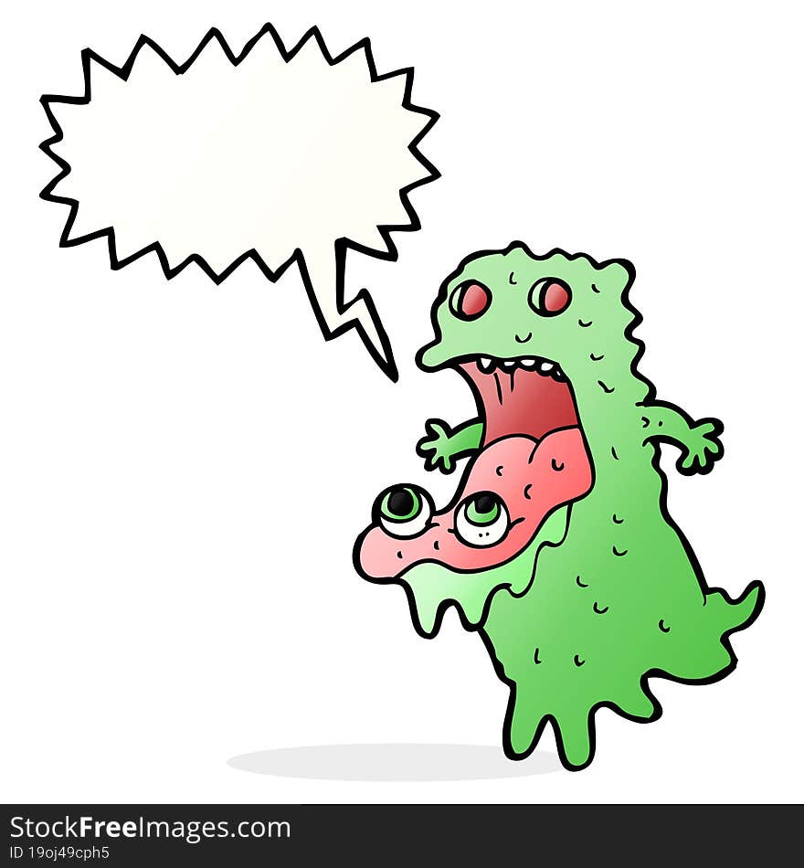 Cartoon Gross Ghost With Speech Bubble