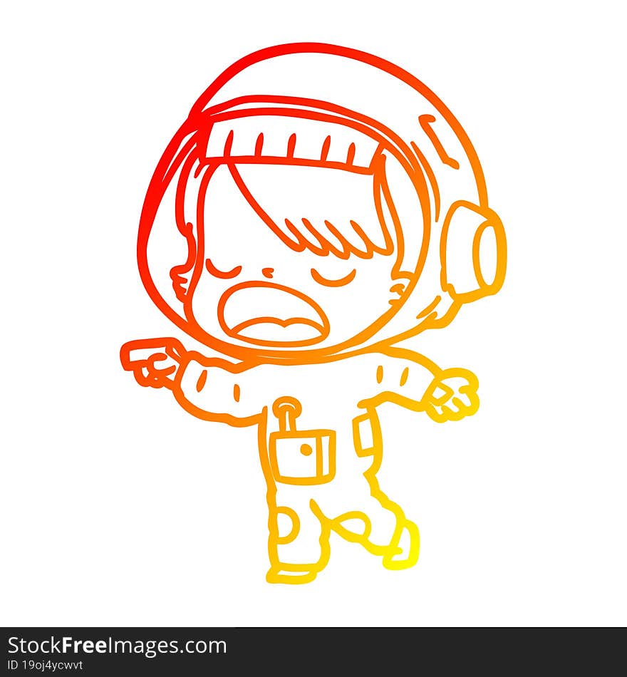 warm gradient line drawing cartoon talking astronaut