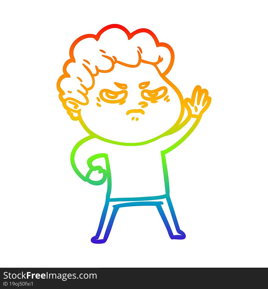 rainbow gradient line drawing cartoon angry man