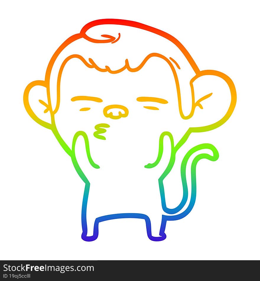 rainbow gradient line drawing cartoon suspicious monkey