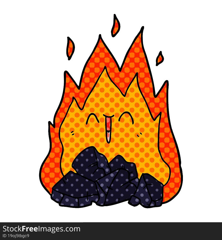 cartoon blazing coal fire. cartoon blazing coal fire