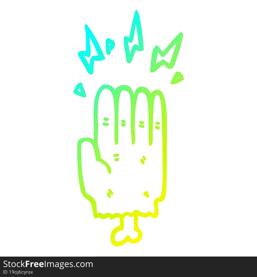 cold gradient line drawing cartoon magic halloween zombie hand