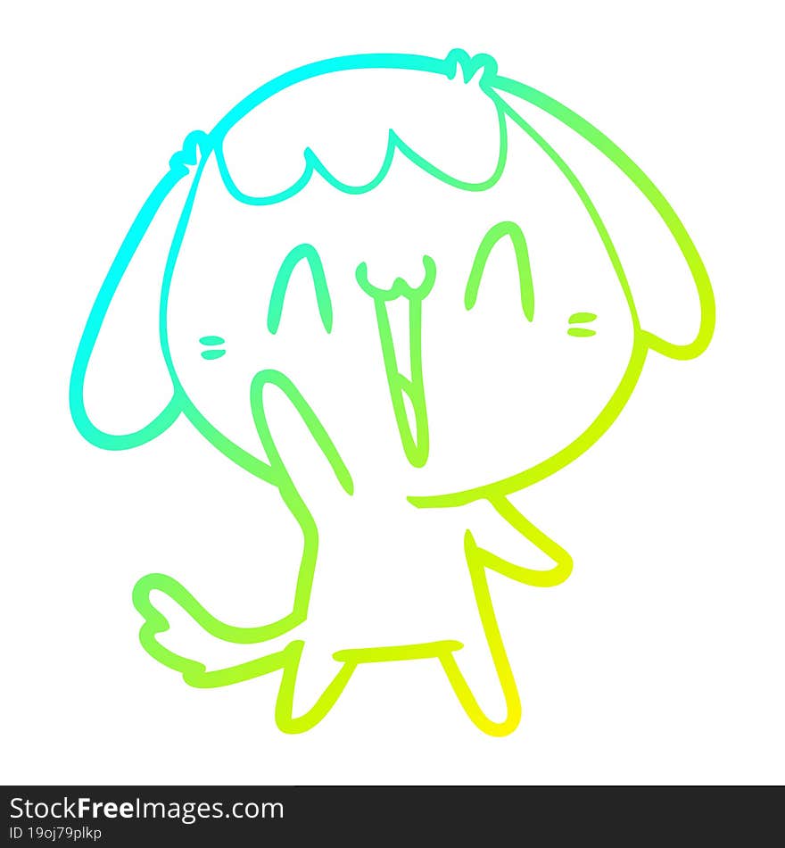 Cold Gradient Line Drawing Cute Cartoon Dog