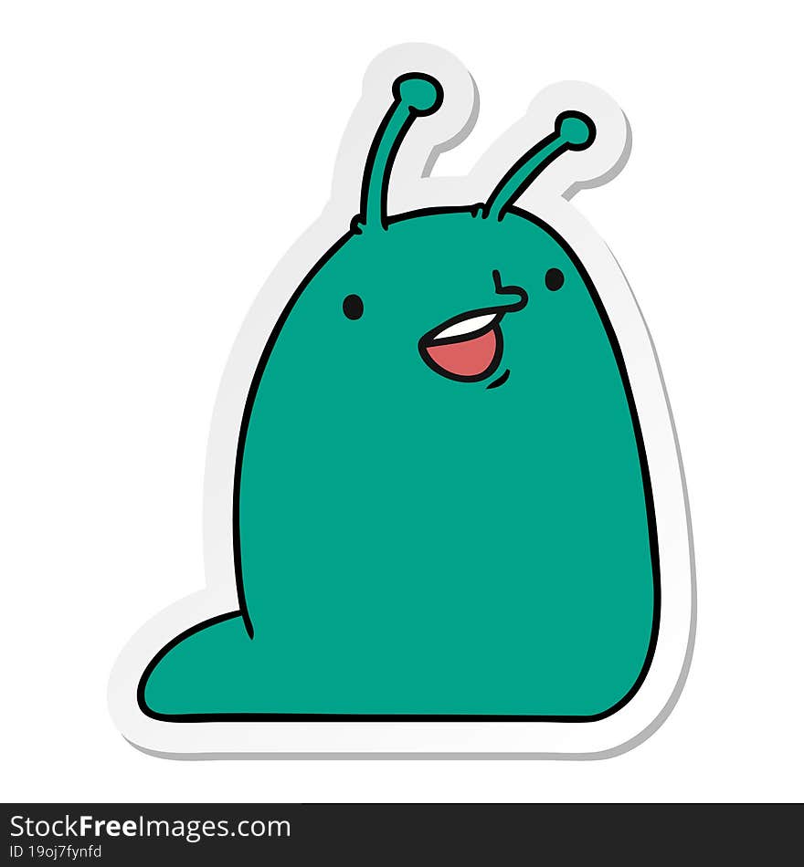 Sticker Cartoon Of A Cute Kawaii Slug