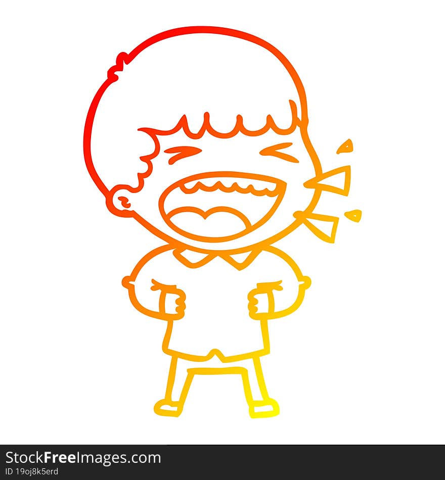 Warm Gradient Line Drawing Cartoon Laughing Man