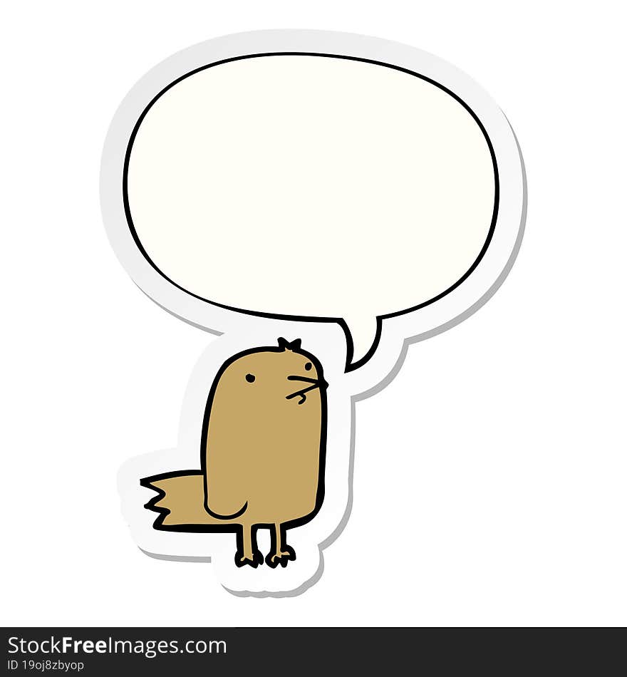 cartoon bird with speech bubble sticker. cartoon bird with speech bubble sticker