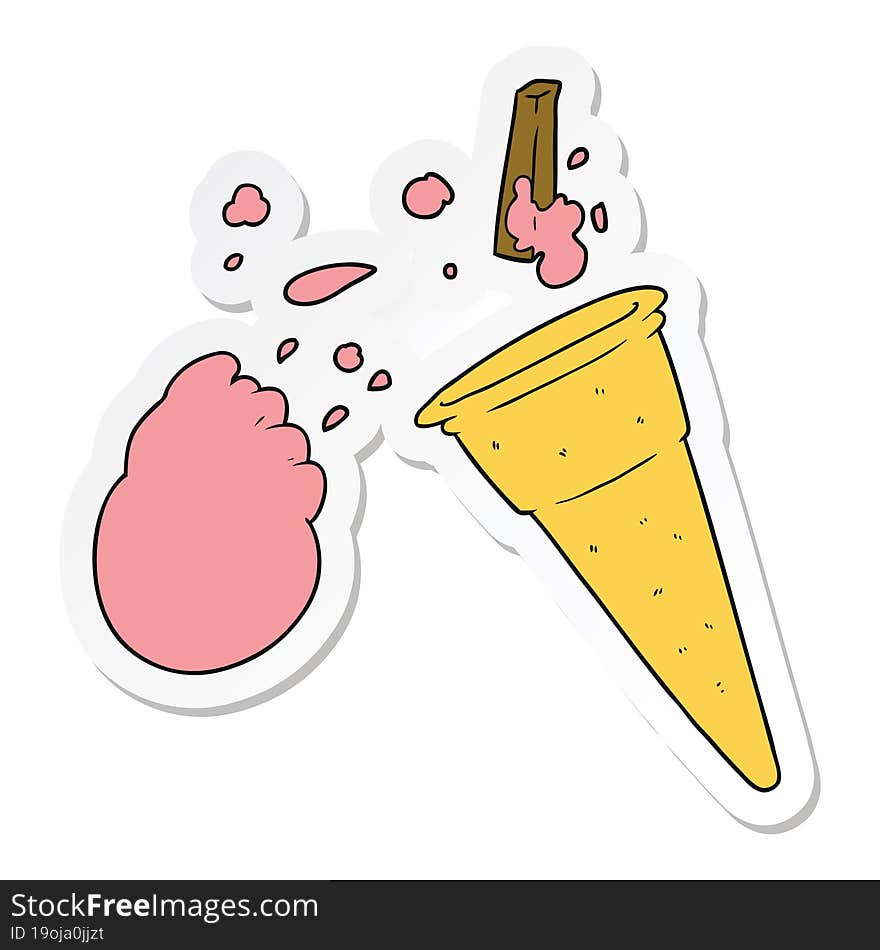 sticker of a cartoon ice cream