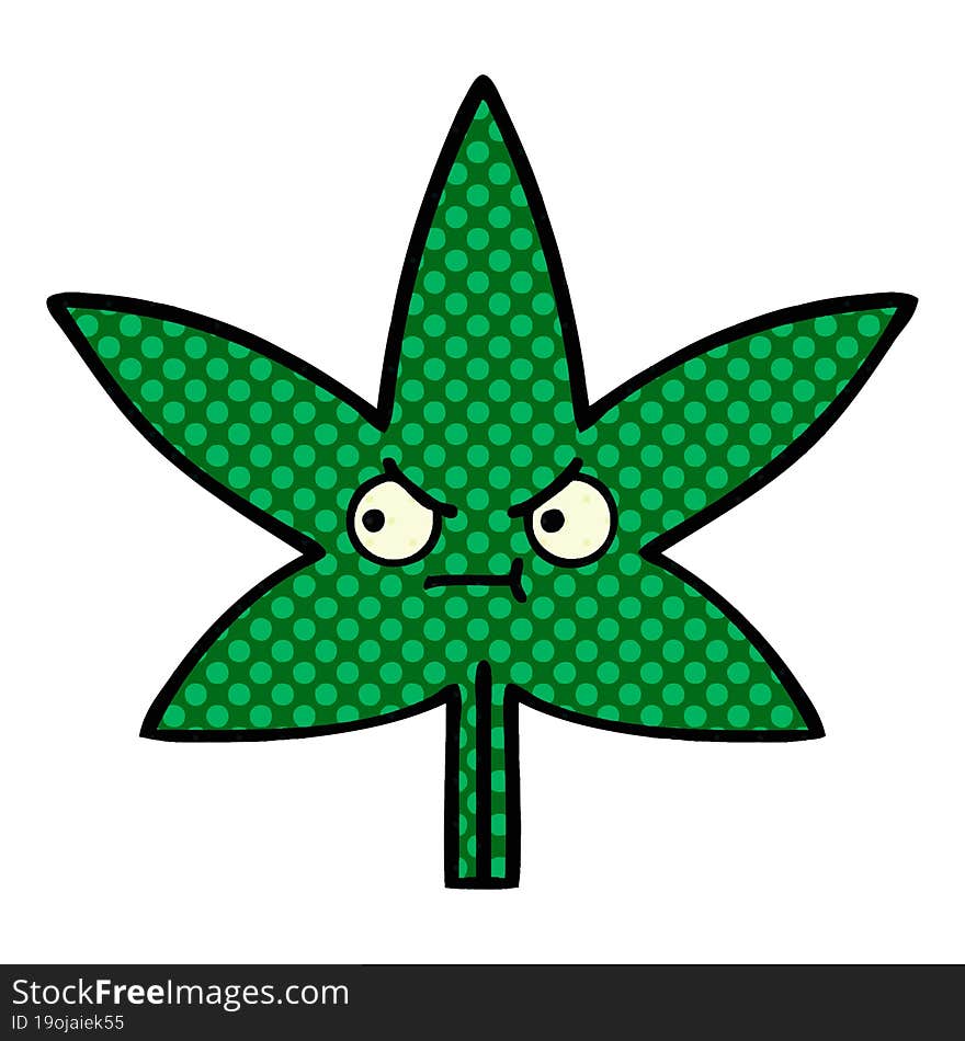 Comic Book Style Cartoon Marijuana Leaf