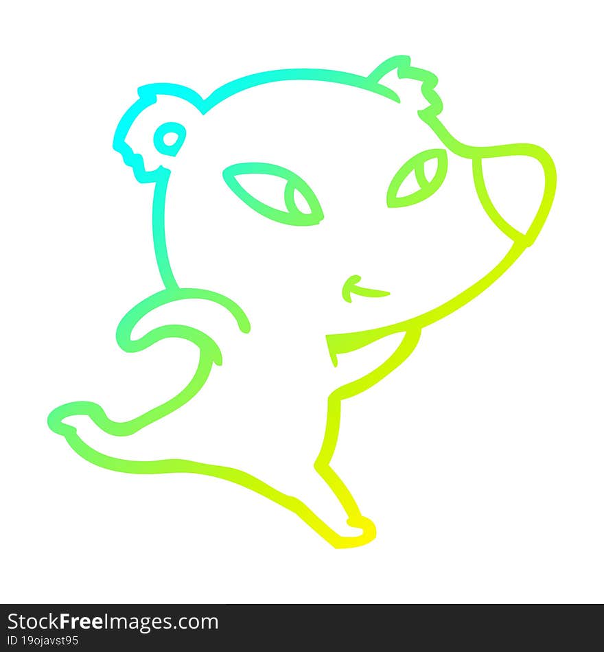 cold gradient line drawing cute cartoon polar bear